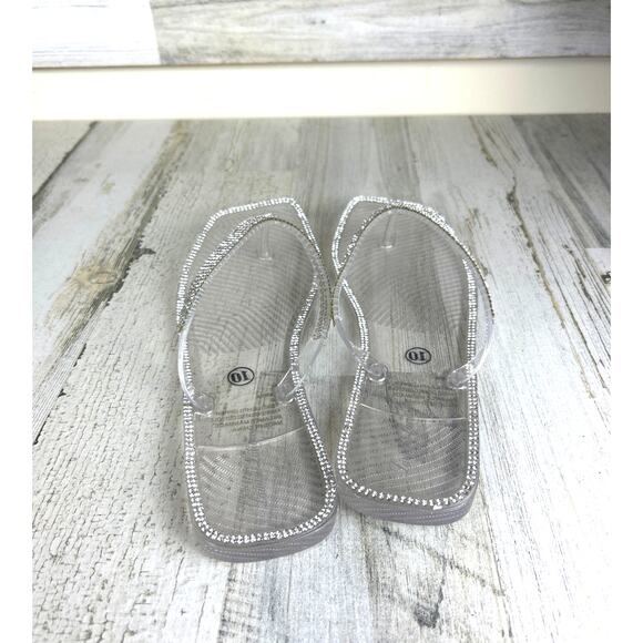 Lauren Lorraine Womens 10 Clear Jelly Rhinestone Slip-On Sandals NEW - Picture 5 of 7